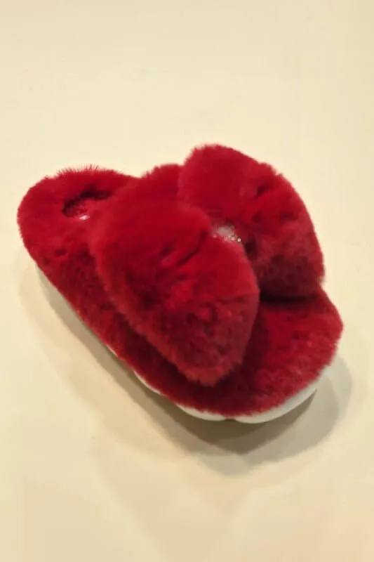 The Big Fluffy Fun Bow Slippers: Leopard and Red Bow Slippers